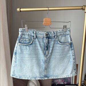 Zara Light Blue Denim A-Line Skirt